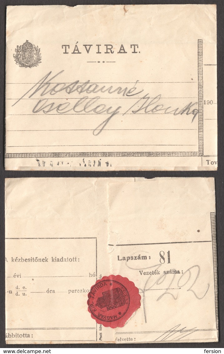 TELEGRAPH TELEGRAM 1910 Hungary - Close Label Vignette / MAGYARÓVÁR - Telegraph