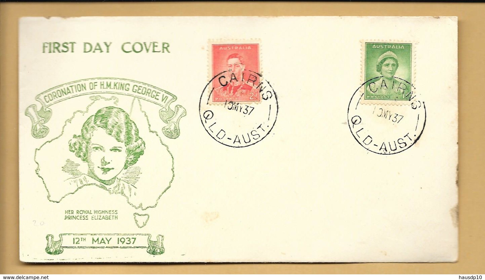 Australien FDC 1937 Cairns QQLD Australia - Primo Giorno D'emissione (FDC)