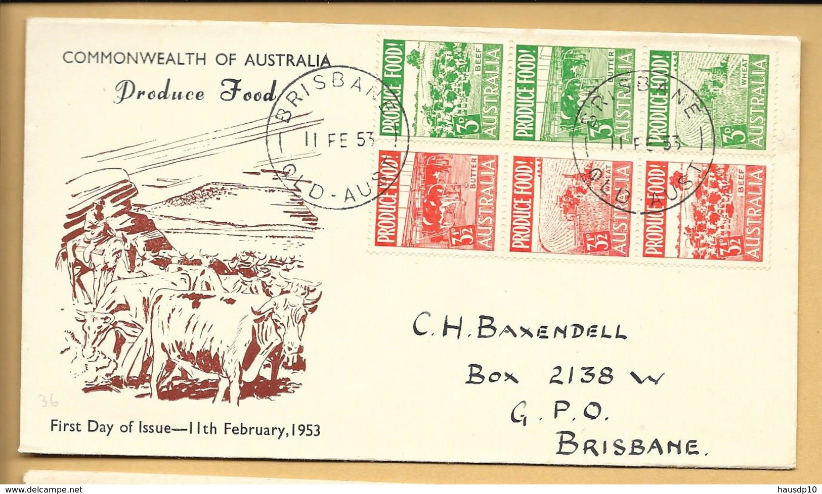 Australien FDC 1953 Mi.223-228 Brisbane QLD Australia - Ersttagsbelege (FDC)