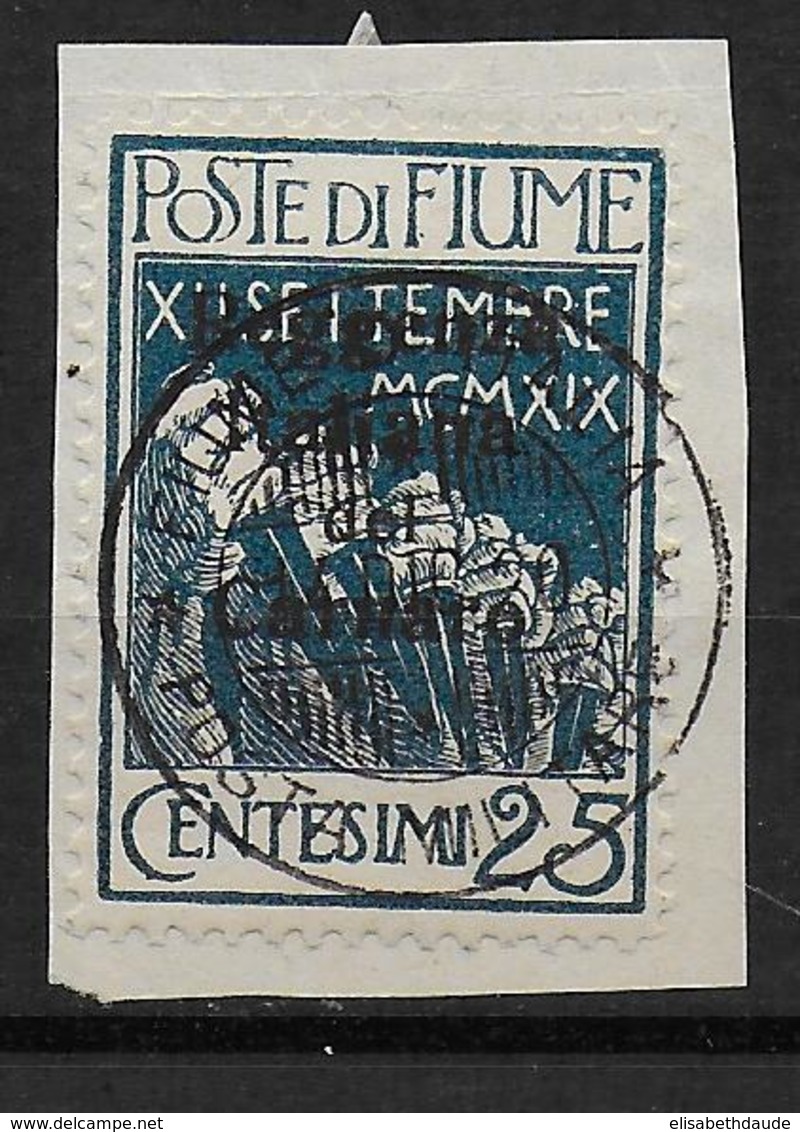 FIUME - 1920 - RARE YVERT N° 123 OBLITERE SUR FRAGMENT - COTE = 110 EUR. - Fiume