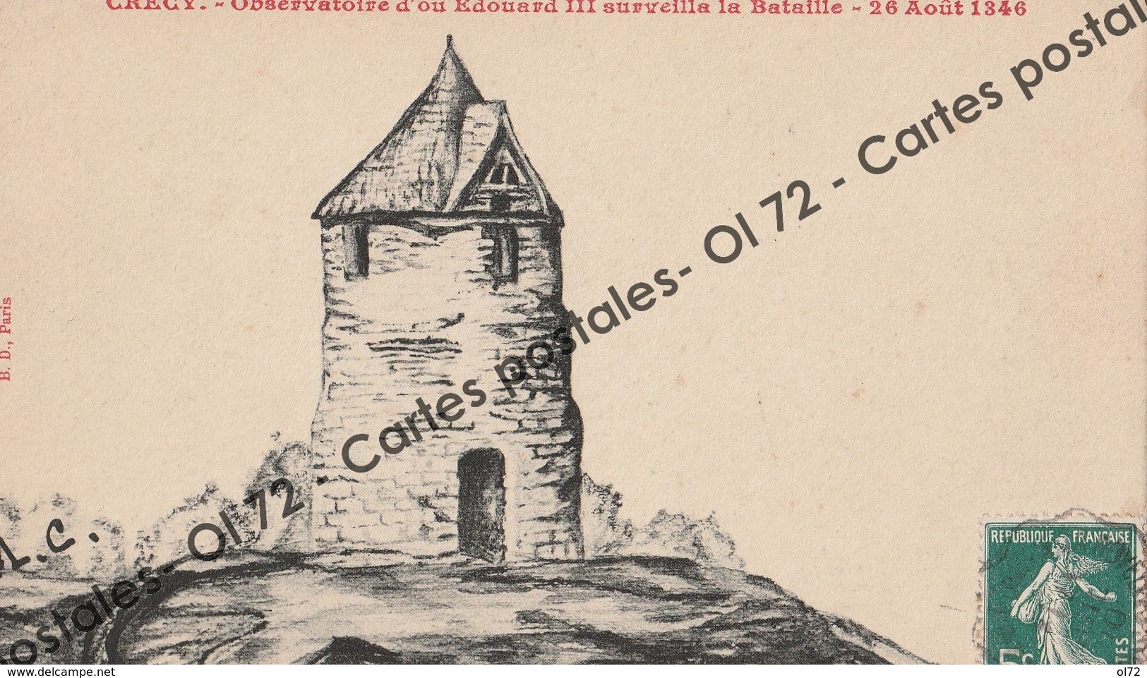 CPA [80] Somme > Crecy En Ponthieu - Observatoire D'où Edouard III Surveilla La Bataille - 26 Aout 1346 - Illustration - Crecy En Ponthieu