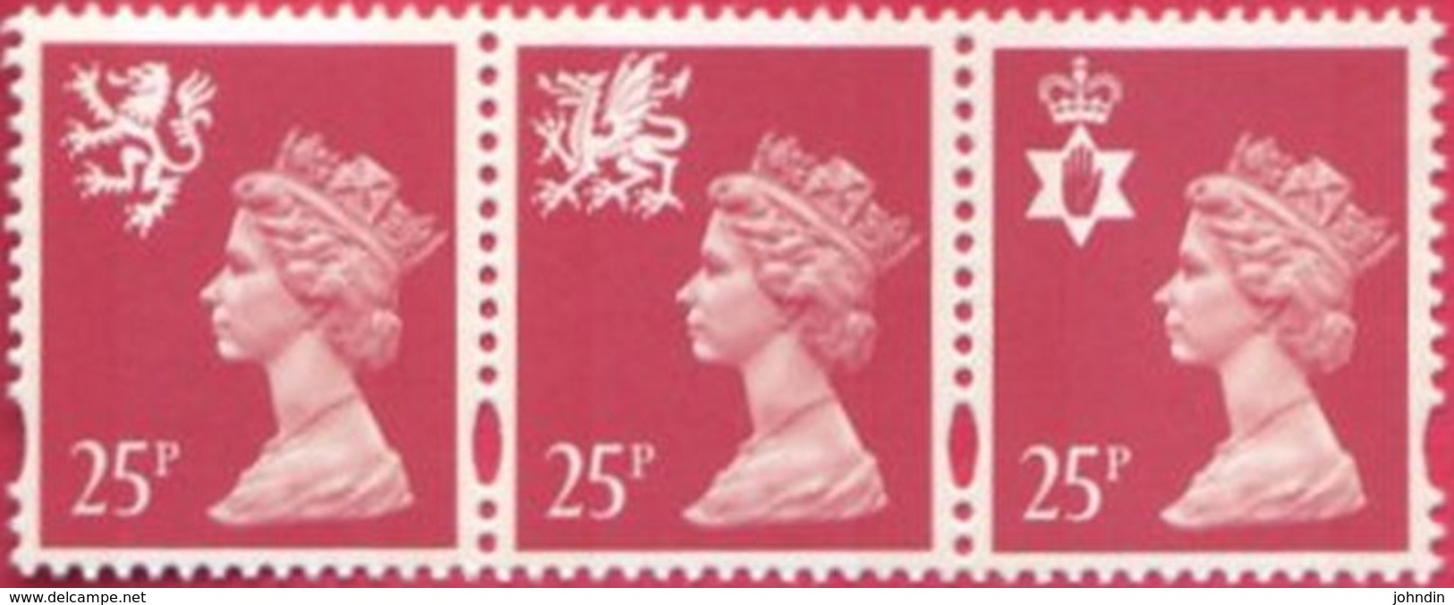 1996 GB Machin Litho Regionals Strip Of 3 X 25p - Scotland SG S84 Wales SG W73 Northern Ireland SG NI72 - UM / MNH - Machins