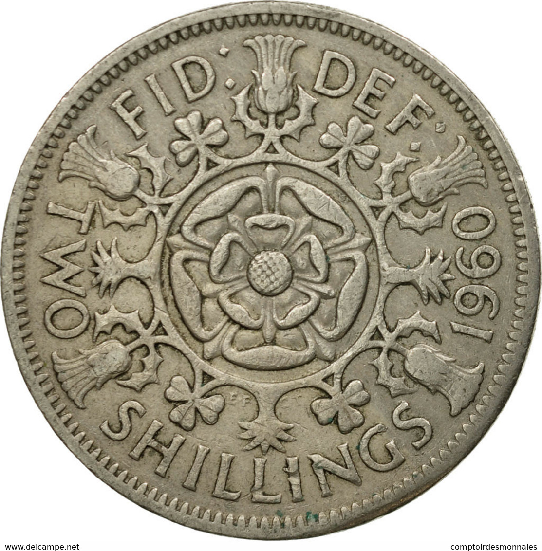 Monnaie, Grande-Bretagne, Elizabeth II, Florin, Two Shillings, 1960, TTB - J. 1 Florin / 2 Shillings