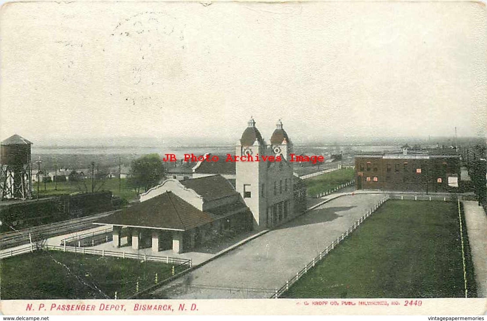 274541-North Dakota, Bismark, Northern Pacific Railroad Passenger Depot, 1910 PM, EC Kropp No 2449 - Bismark