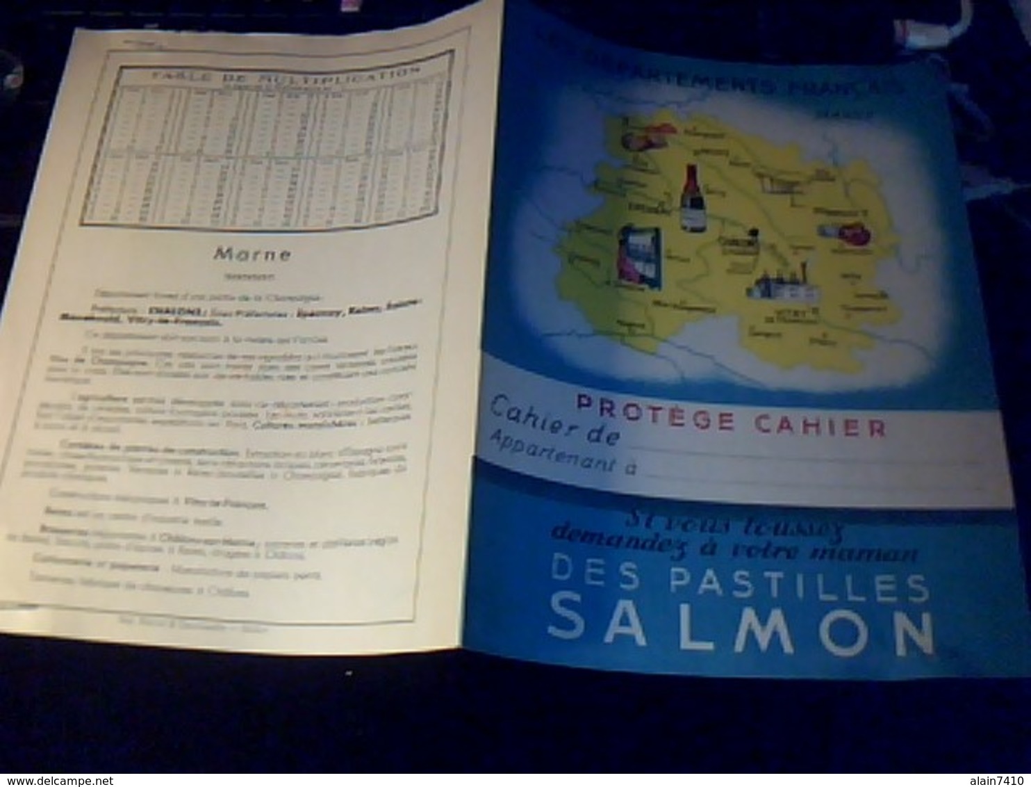 Protege  Cahier  Pastilles  Salmon Theme Departement Francais La Marne TBE - P