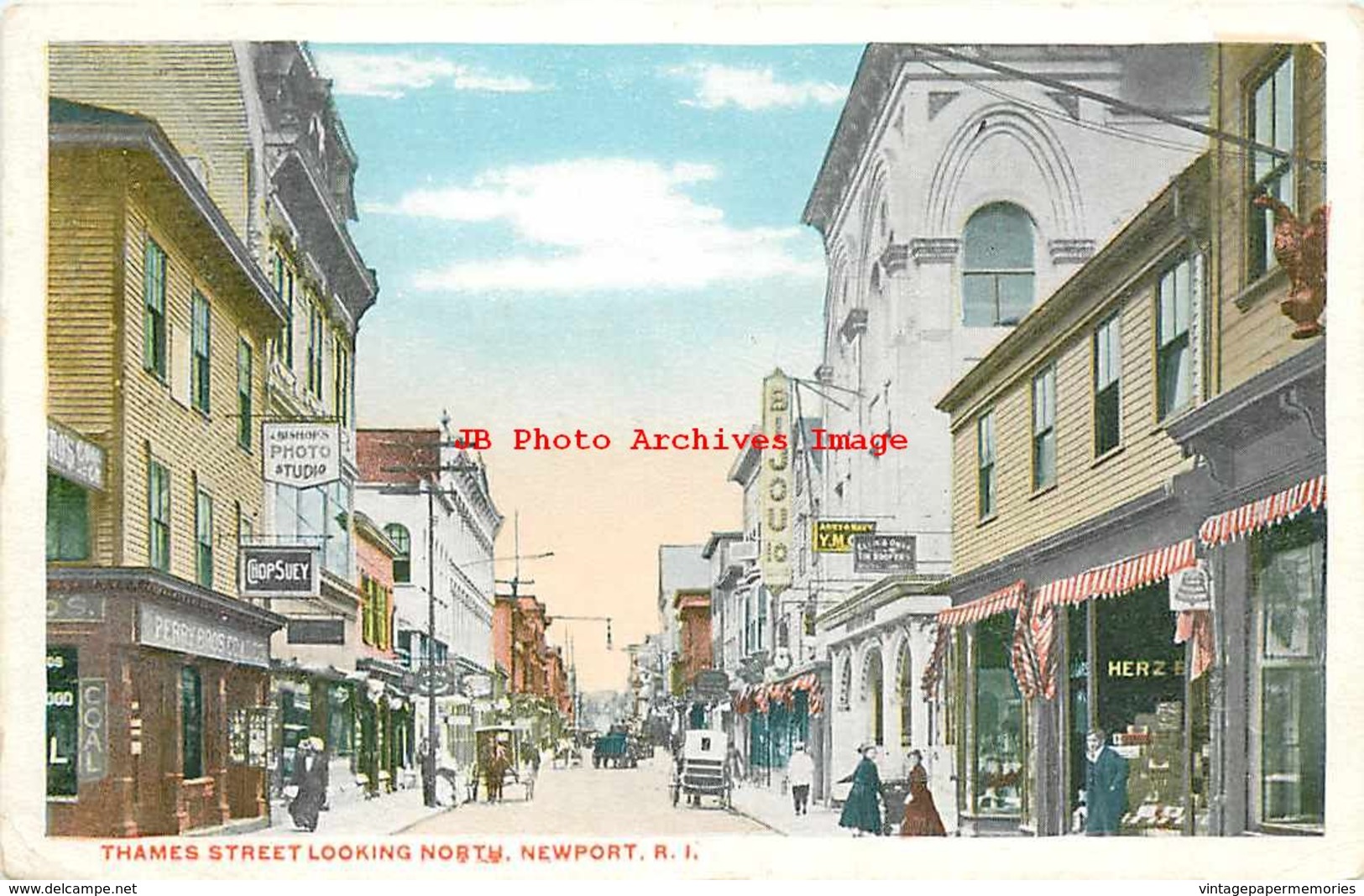 274543-Rhode Island, Newport, Thames Street Looking North, 1917 PM, Herz Brothers - Newport