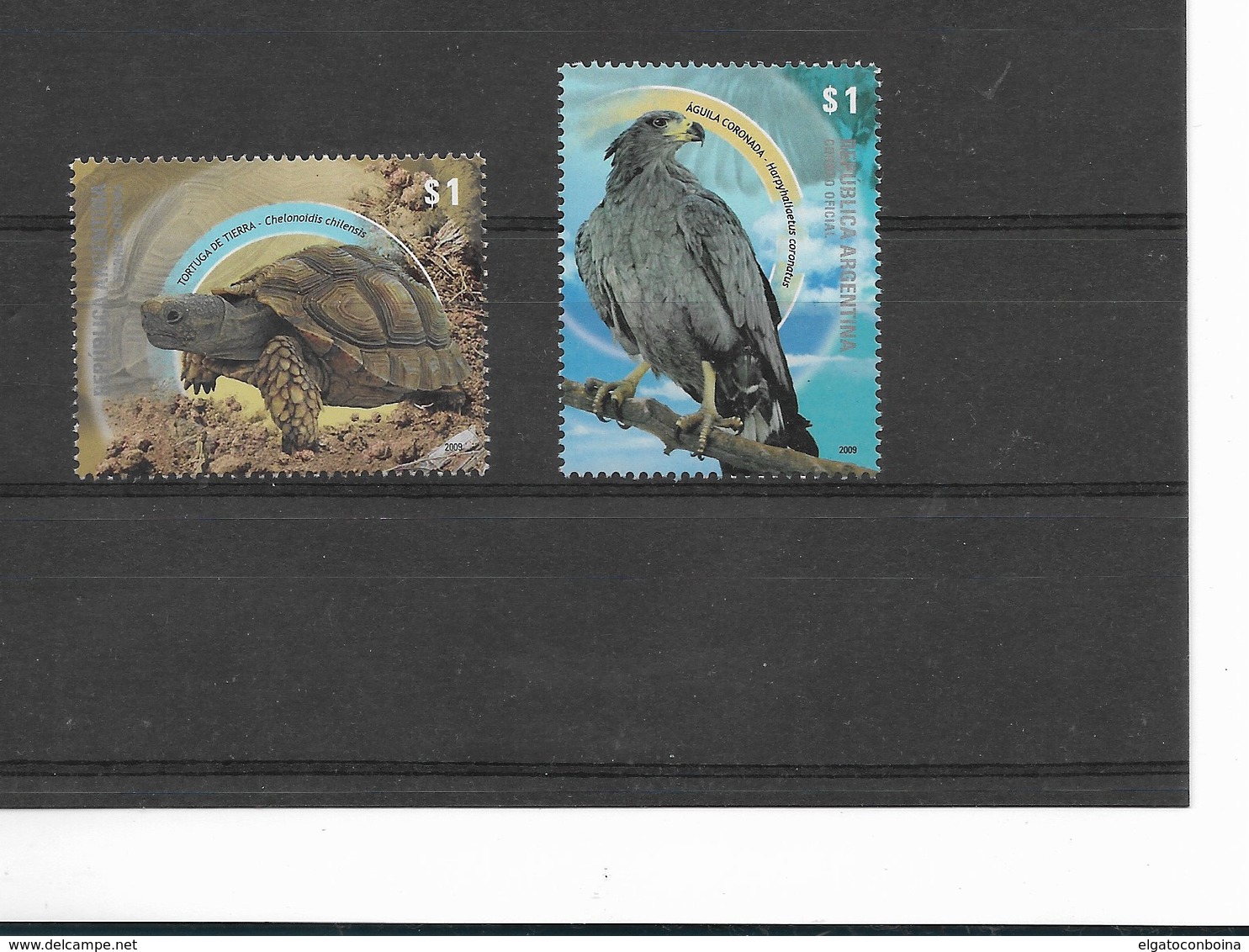 ARGENTINA YEAR 2009: ENDANGERED SPECIES, TORTOISE, EAGLE, BIRDS, 2 VALUES SCOTT 2526-27 MINT NH - Neufs