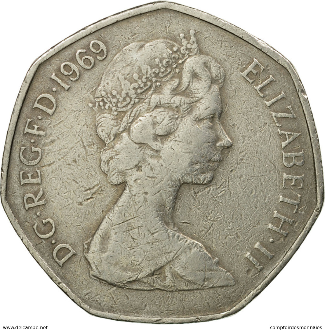 Monnaie, Grande-Bretagne, Elizabeth II, 50 New Pence, 1969, TTB, Copper-nickel - 50 Pence