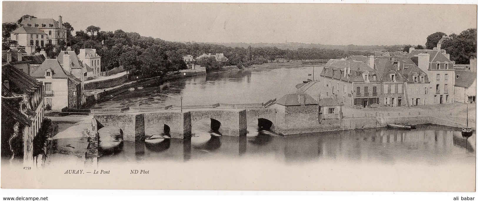 Auray : Carte Panoramique Double Format : Le Pont (Ets Neurdein Frères, Paris, ND Phot. N°2759) - Auray