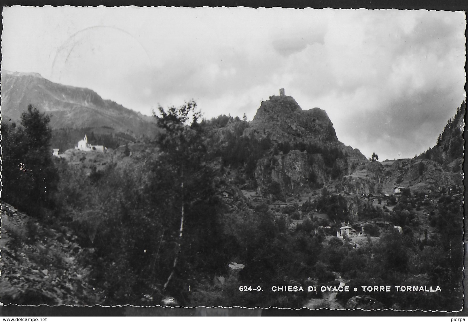 VAL D'AOSTA - CHIESA DI OYACE E TORRE TORNALLA - FORMATO PICCOLO  - VIAGGIATA DA VALPELLINE 1955 - Altri & Non Classificati