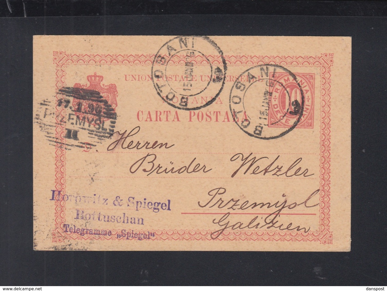 Romania Stationery Botosani Uprated 1896 To Poland - Covers & Documents