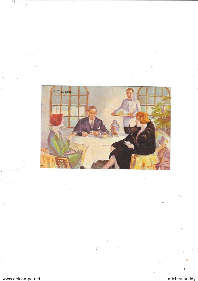 GENNUINE POSTCARD OF THE ERA  OFFICIAL  NYK LINE  AFTERNNOON TEA - Piroscafi