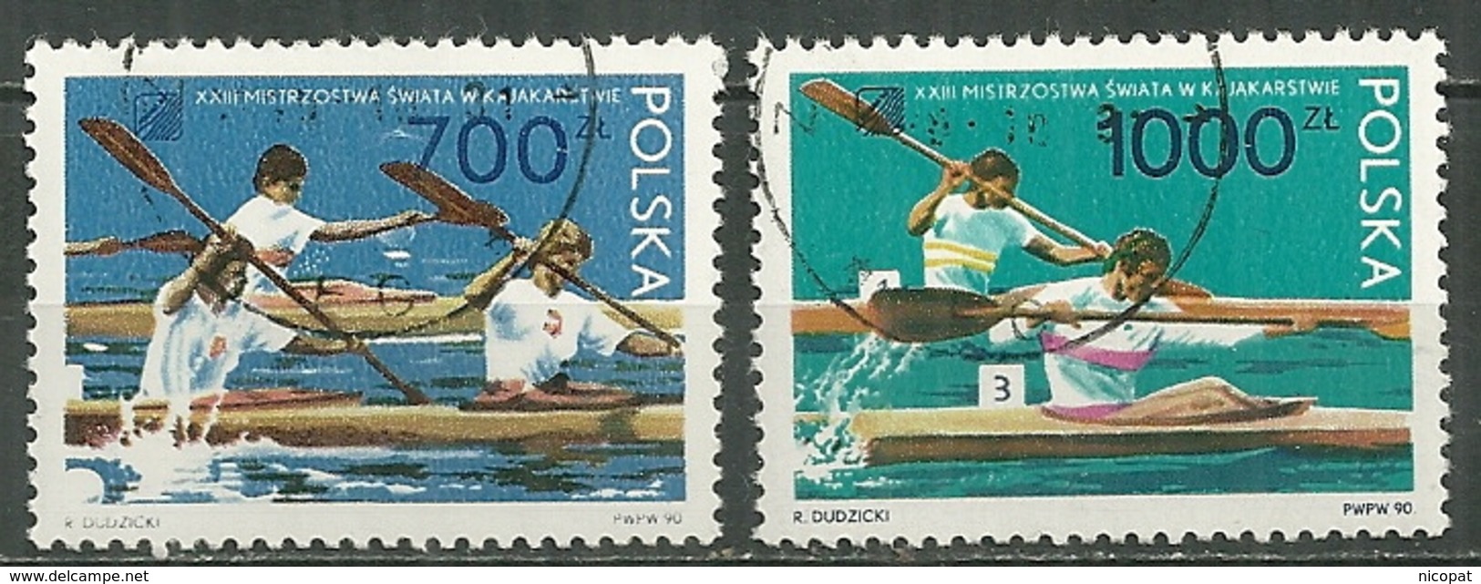 POLAND Oblitéré 3085-3086 CHAMPIONNAT DU MONDE DE CANOE KAYAK - Gebraucht