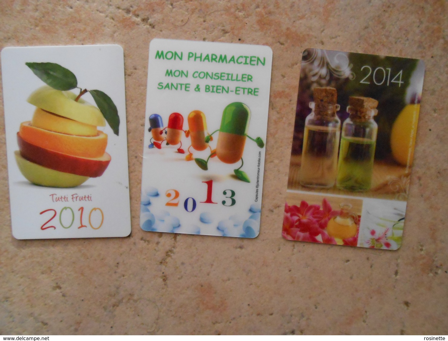 2010+ 2013 + 2014 Calendriers  De Pharmacie - Façon Carte Bancaire Rigide - (médicaments Gélules, Fioles, Fruits) - Petit Format : 2001-...