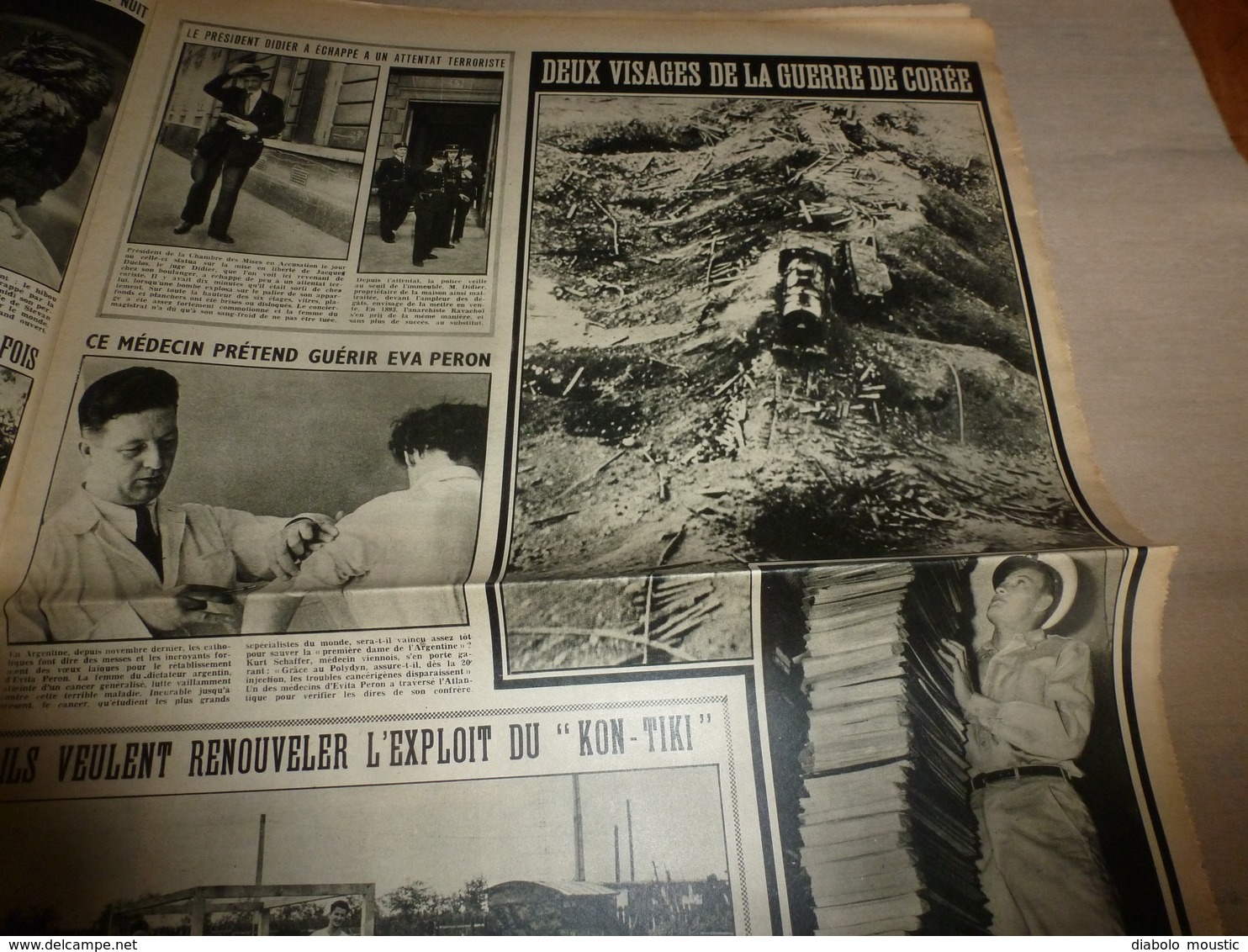 1952 RADAR:Homme contre requin à Beg-Meil;Saïgon;Guerre-Corée;Eva Peron;Coppi,Robic;Enfant enchainé à Camden;Toulouse;et