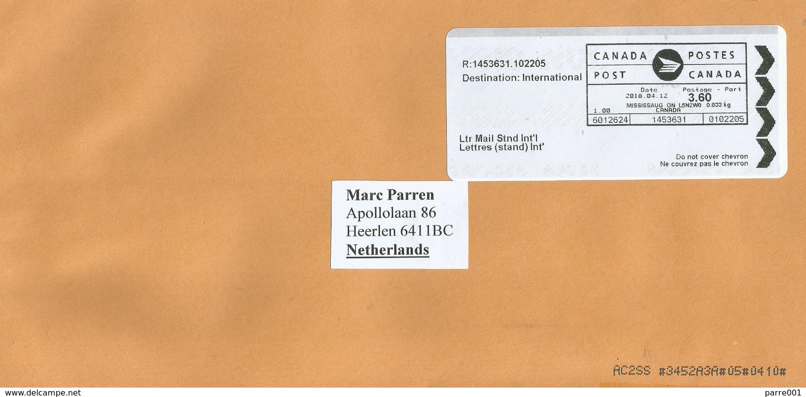 Canada 2018 Mississaug Meter Siermens Post Office Freistempel EMA Cover - Briefe U. Dokumente