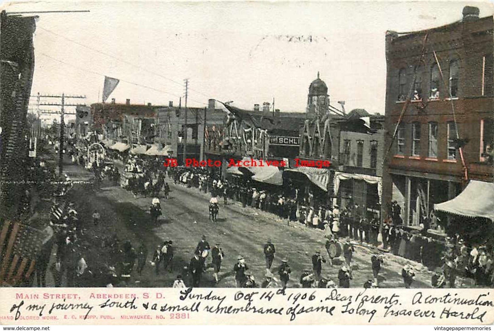 274547-South Dakota, Aberdeen, Main Street, Parade, Marching Band, 1906 PM, EC Kropp No 2381 - Aberdeen