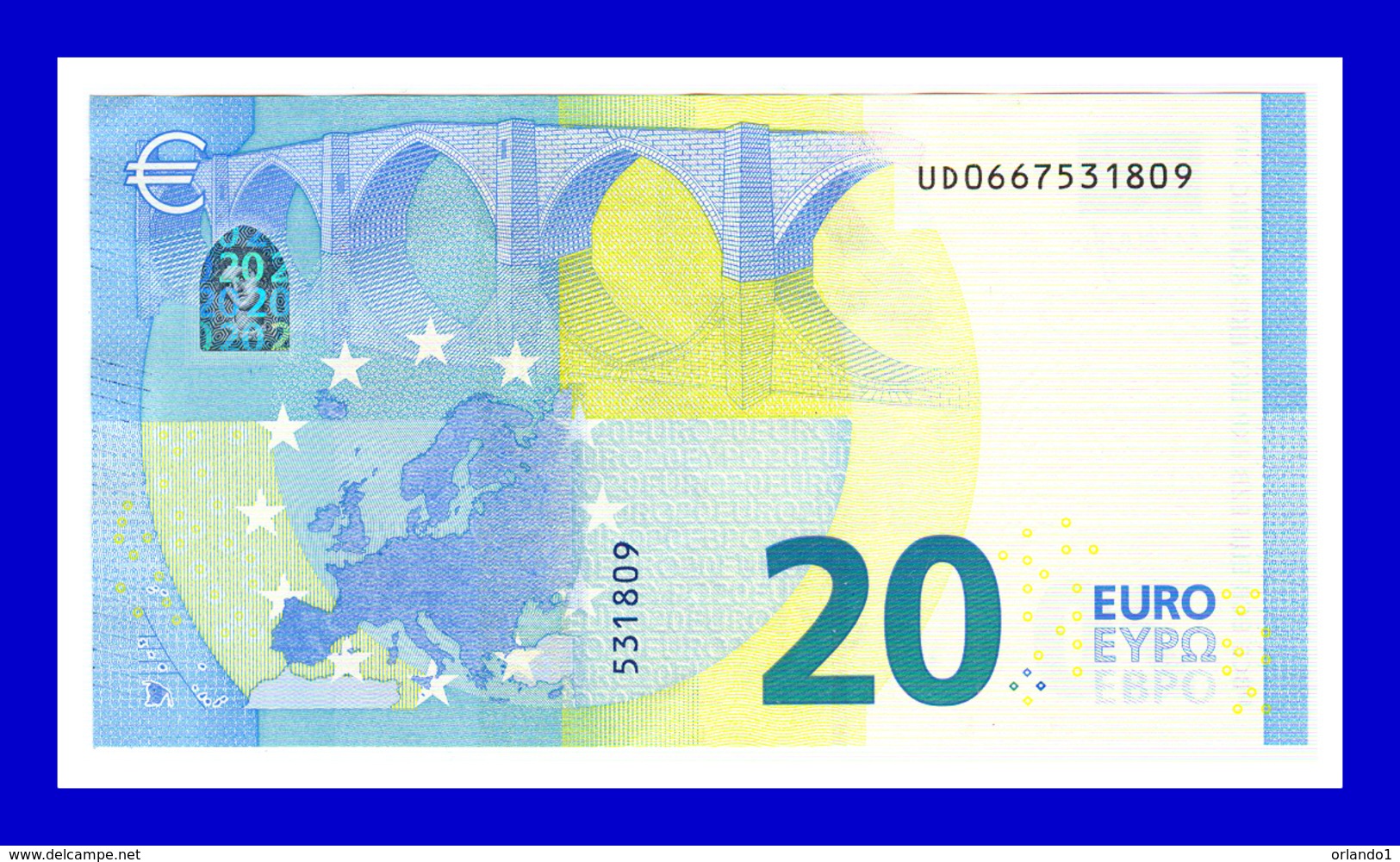 20 EURO "UD" FRANCE  Firma DRAGHI U025 D4  CH 66 UNC SEE SCAN!!!!!! - 20 Euro