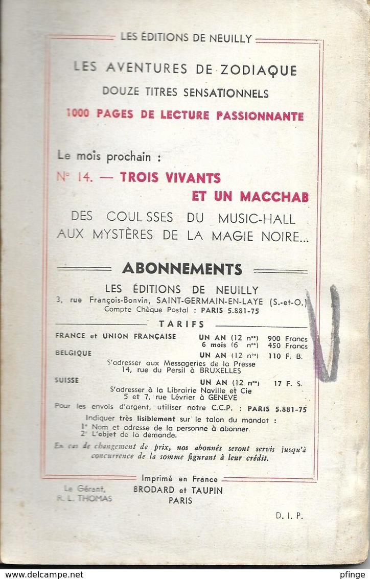 Chasse Gardée Par Gaston Martin - Les Aventures De Zodiaque N°13 - Neuilly, Ed. De