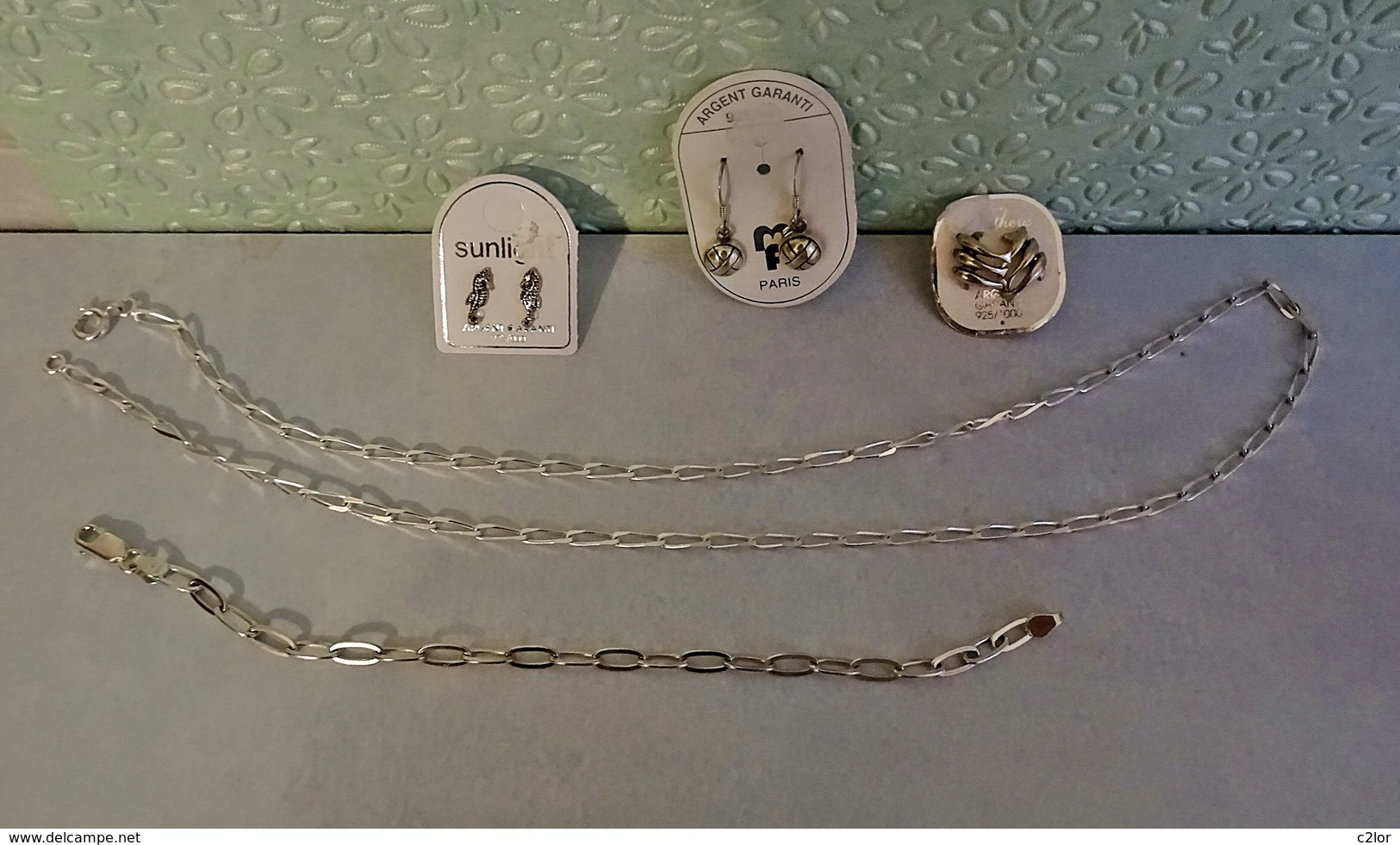 Lot De Chaîne, Bracelet Et Boucles D'oreilles En Argent 925 - Colliers/Chaînes