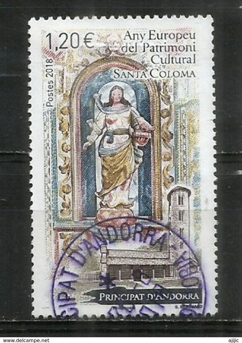 La Vierge Du Remei,sculpture Romane,église De Santa Coloma.Année Européenne Du Patrimoine. Timbre Oblitéré 1 ère Qualité - Used Stamps