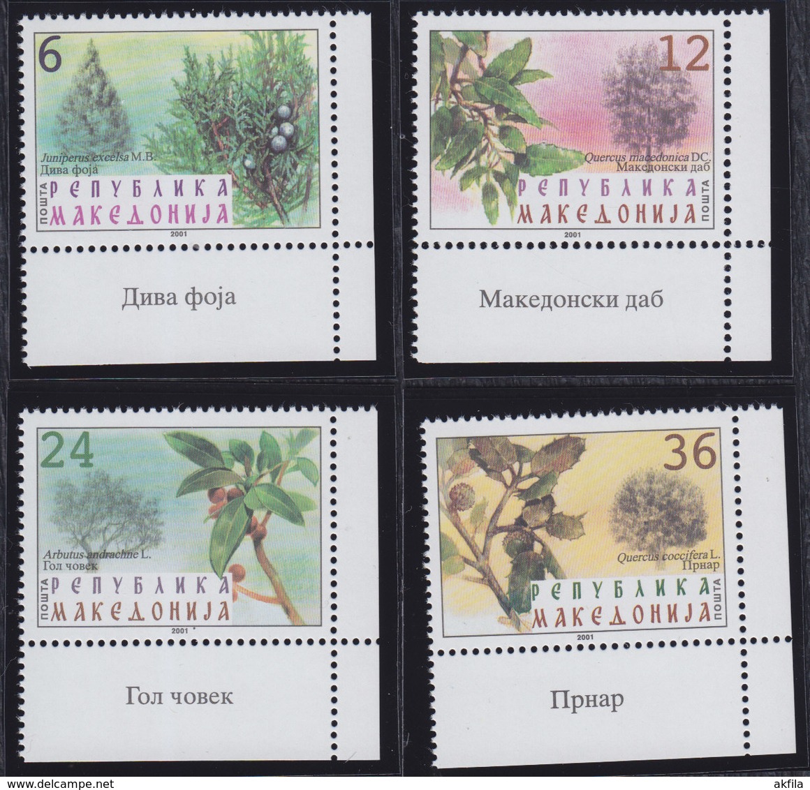 Macedonia 2001 Native Trees, MNH (**) Michel 234-237 - Macédoine Du Nord