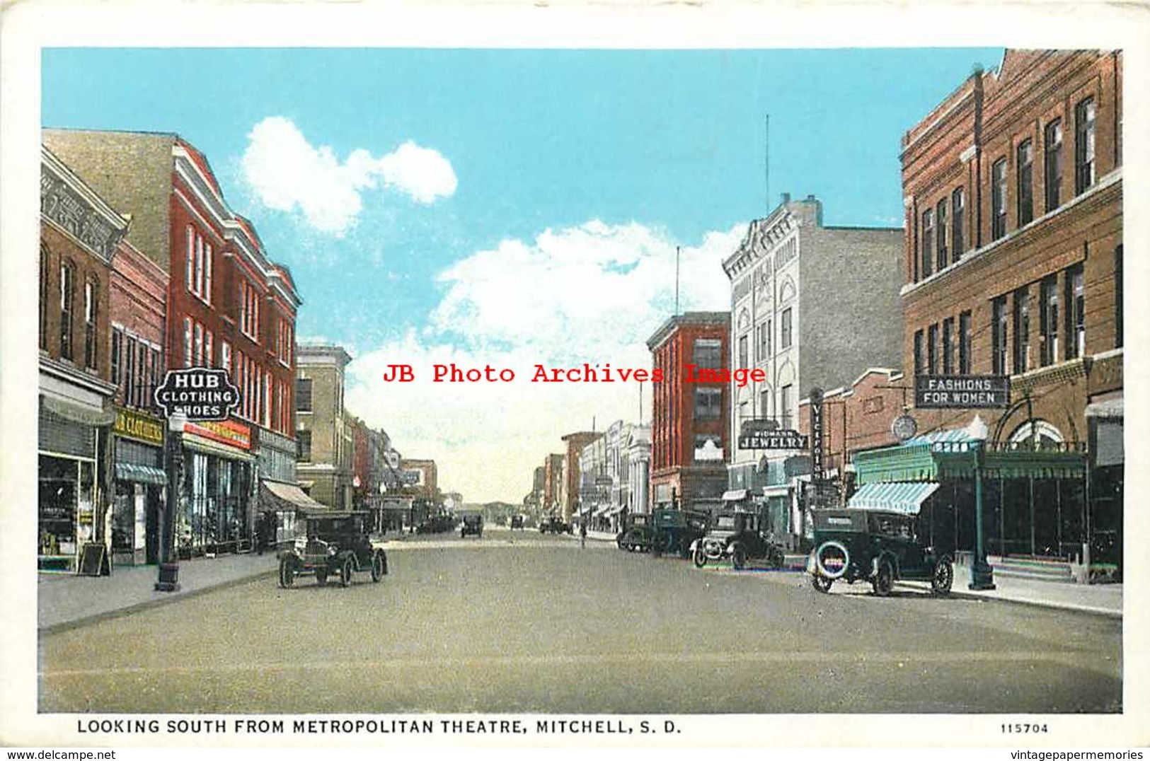 274561-South Dakota, Mitchell, Business Section Looking South From Metropolitan Theatre, L.E. Stair Curt Teich No 115774 - Andere & Zonder Classificatie