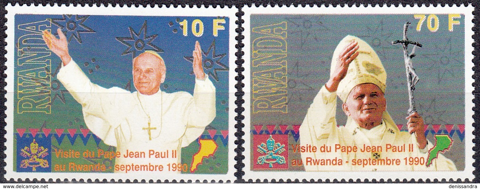 Rwanda 1990 Michel 1439 - 1440 Neuf ** Cote (2005) 20.00 € Visite De Pape Jean-Paul II - Ungebraucht