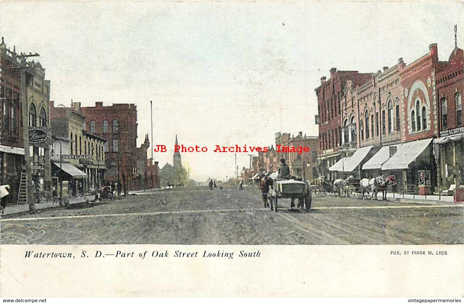 274571-South Dakota, Watertown, Oak Street, Looking South, Business Section, Frank W Lyon - Watertown