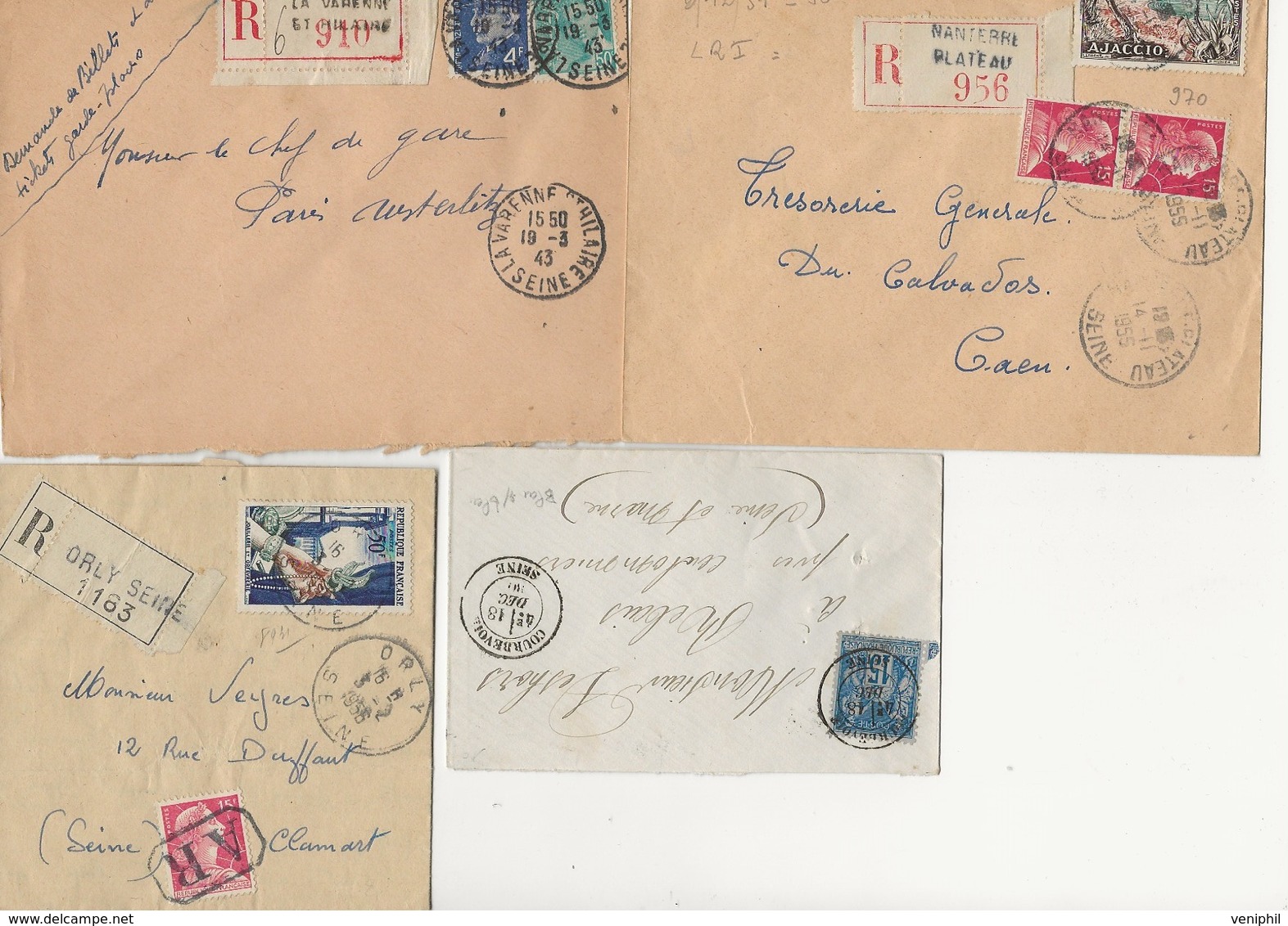 LOT DE 6 LETTRES-SEINE- AFFRANCHISSEMENT COMPOSE  DES ANNEES 1880 A 1956 - Handstempels