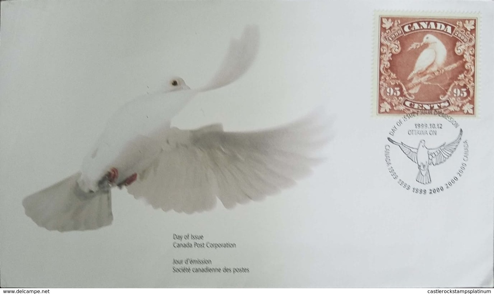 L) 1999 CANADA, DOVE, NATURE, 95 CENTS,  FDC - 1991-2000