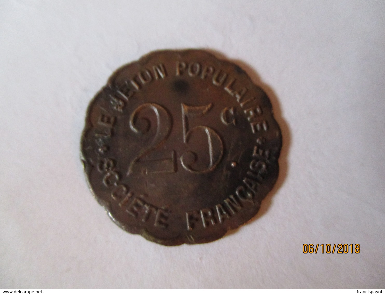 Le Jeton Populaire 25 Centimes - Monetary / Of Necessity