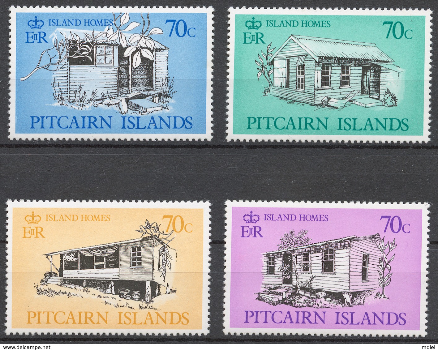 Pitcairn Islands 1987 Mi# 293-96** ISLAND HOUSES - Pitcairn