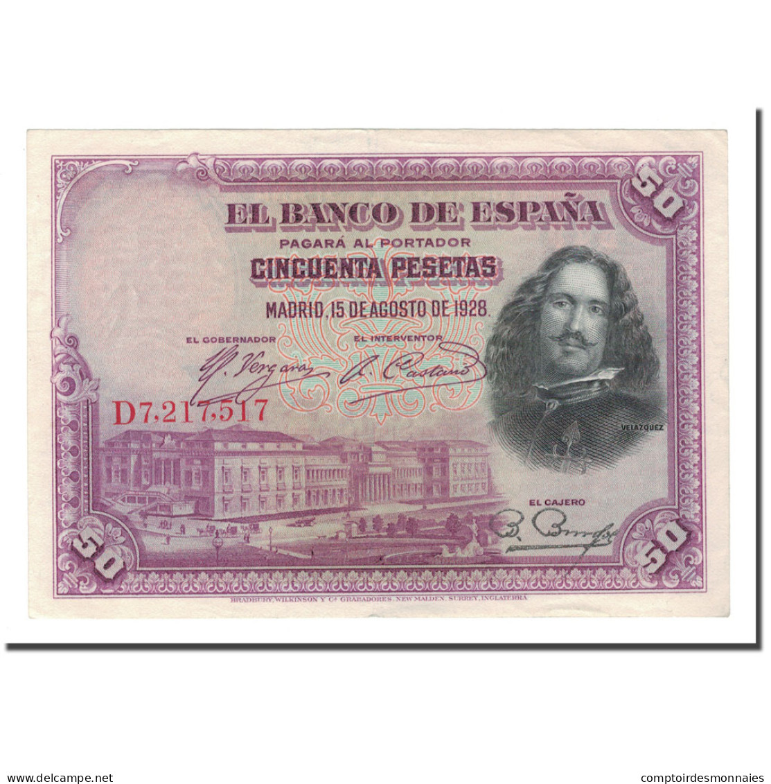 Billet, Espagne, 50 Pesetas, 1928, 1928-08-15, KM:75b, TTB+ - 50 Pesetas