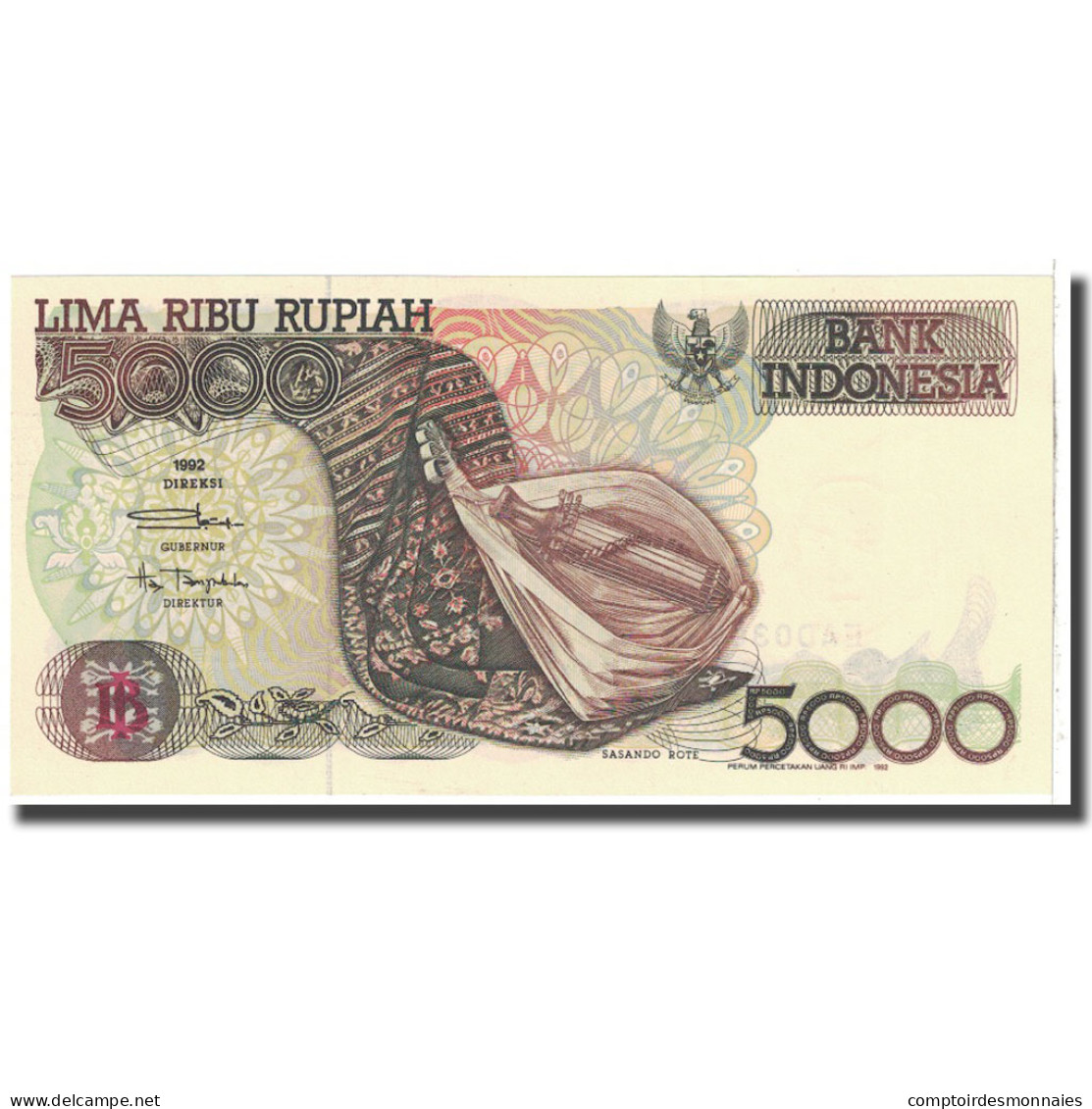 Billet, Indonésie, 5000 Rupiah, 1992, KM:130a, SPL - Indonesia