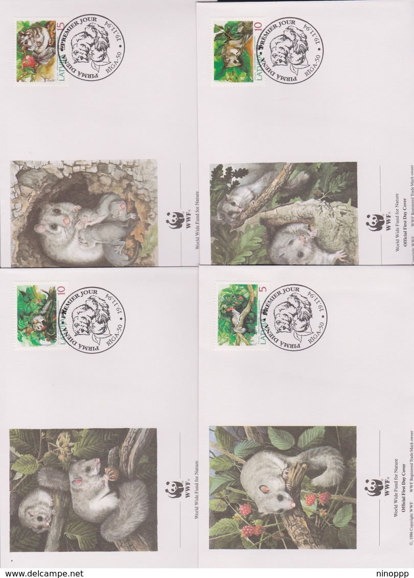 World Wide Fund For Nature 1994 Latvia Dormouse ,Set 4 Official First Day Covers - FDC