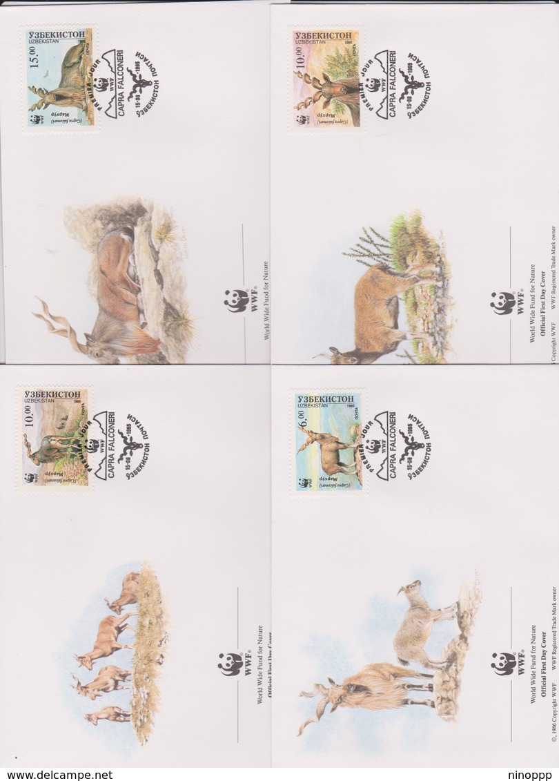 World Wide Fund For Nature 1995 Uzbekistan Markhor,Set 4 Official First Day Covers - FDC