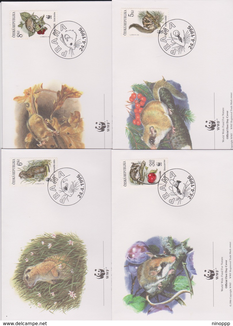 World Wide Fund For Nature 1996 Czechoslovakia Rodens ,Set 4 Official First Day Covers - FDC