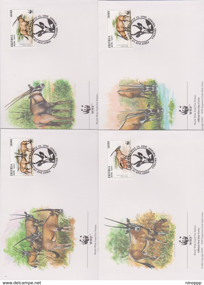 World Wide Fund For Nature1996 Eritrea Onyx,Set 4 Official First Day Covers - FDC