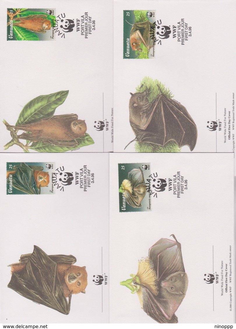 World Wide Fund For Nature 1996 Vanuatu Bats ,Set 4 Official First Day Covers - FDC