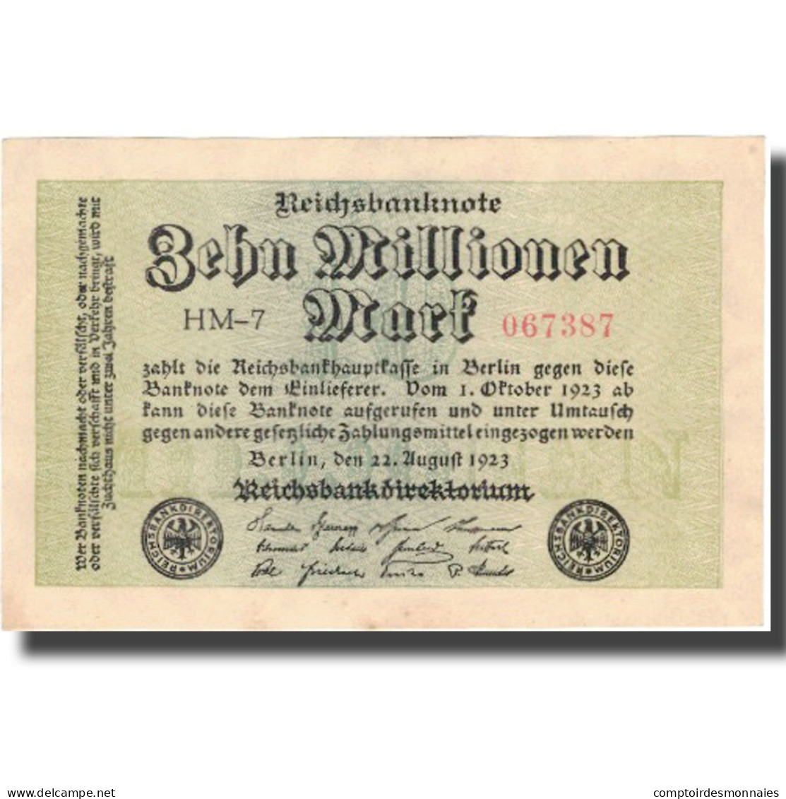 Billet, Allemagne, 10 Millionen Mark, 1923, 1923-08-22, KM:106a, SUP - 10 Miljoen Mark