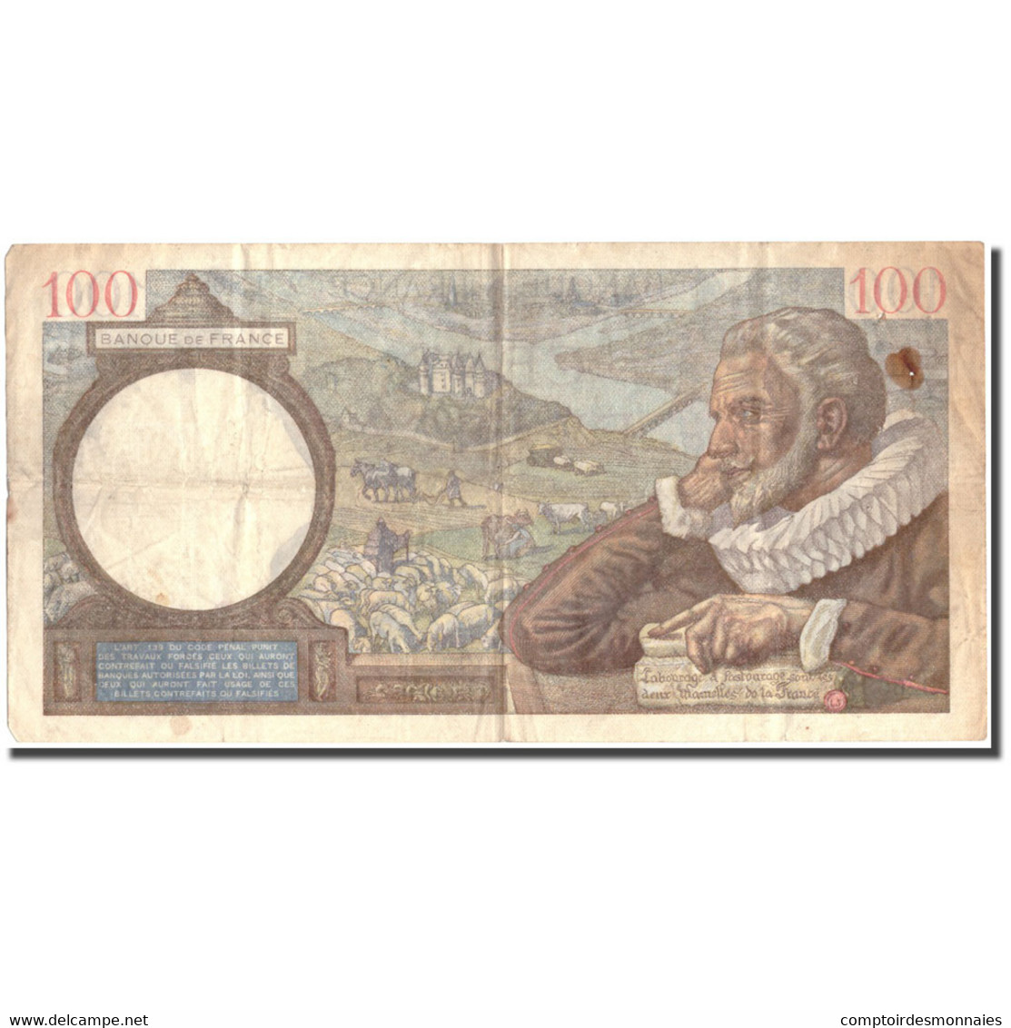France, 100 Francs, 100 F 1939-1942 ''Sully'', 1940, 1940-01-25, TB - 100 F 1939-1942 ''Sully''