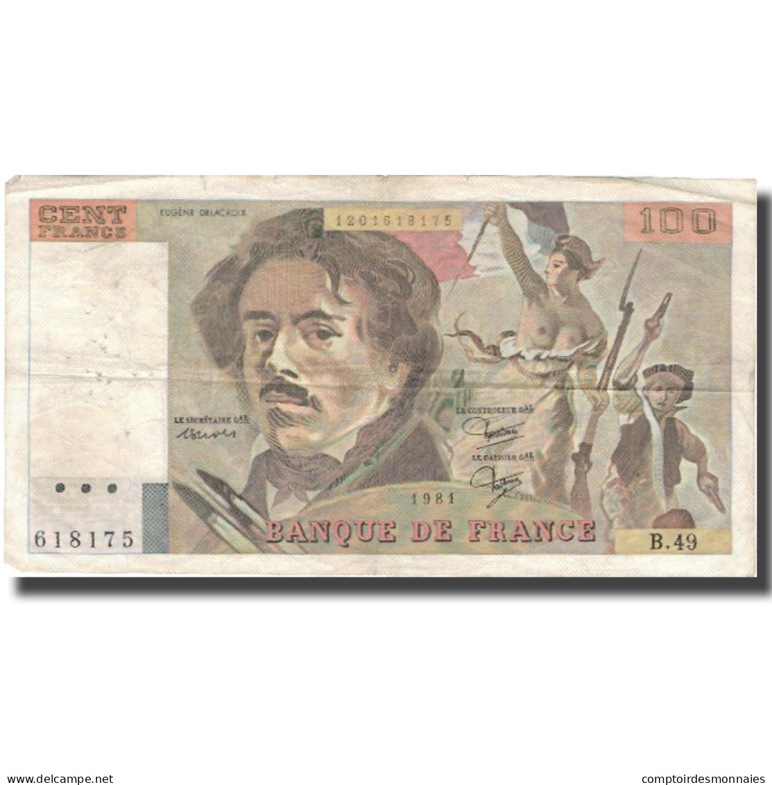 France, 100 Francs, 100 F 1978-1995 ''Delacroix'', 1981, 1981, TB, Fayette:69.5 - 100 F 1978-1995 ''Delacroix''