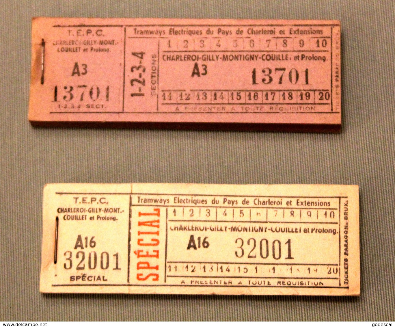 2 Blocs D'anciens Tickets De Tram Du Pays De Charleroi-Gilly-Couillet-Mont Sur Marchienne - Autres & Non Classés