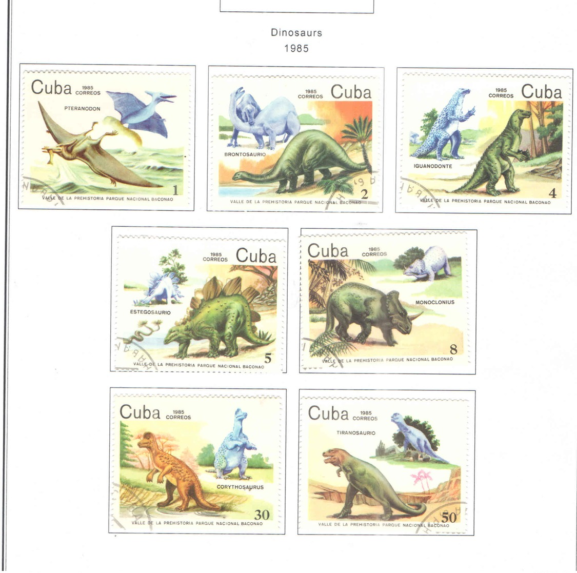 Cuba  PO 1985 Dinosauri   Scott.2765/2771 See Scan On Page; - Usati