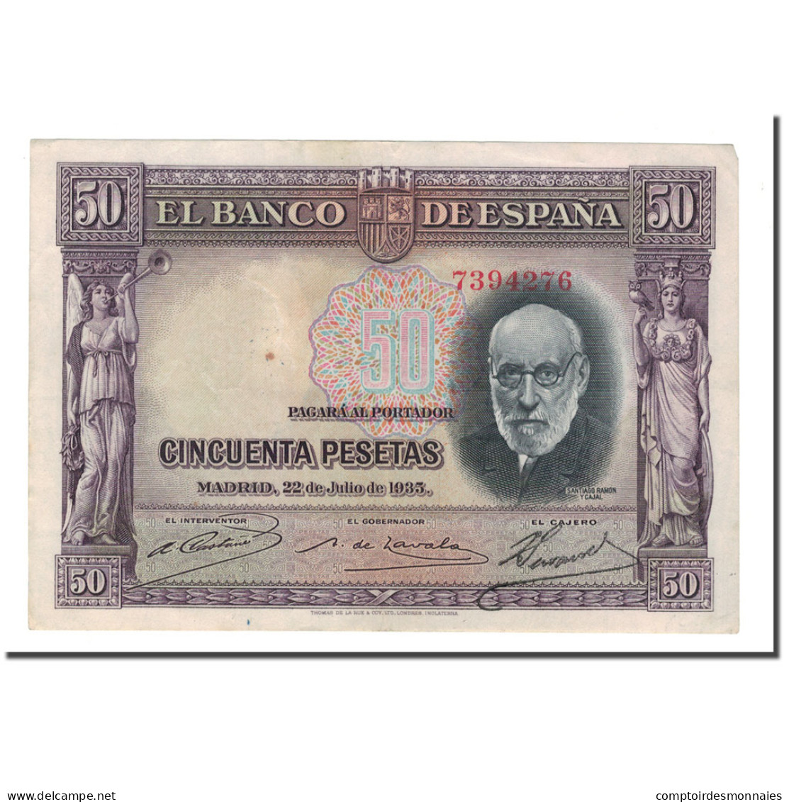 Billet, Espagne, 50 Pesetas, 1935, 1935-07-22, KM:88, TTB - 50 Pesetas