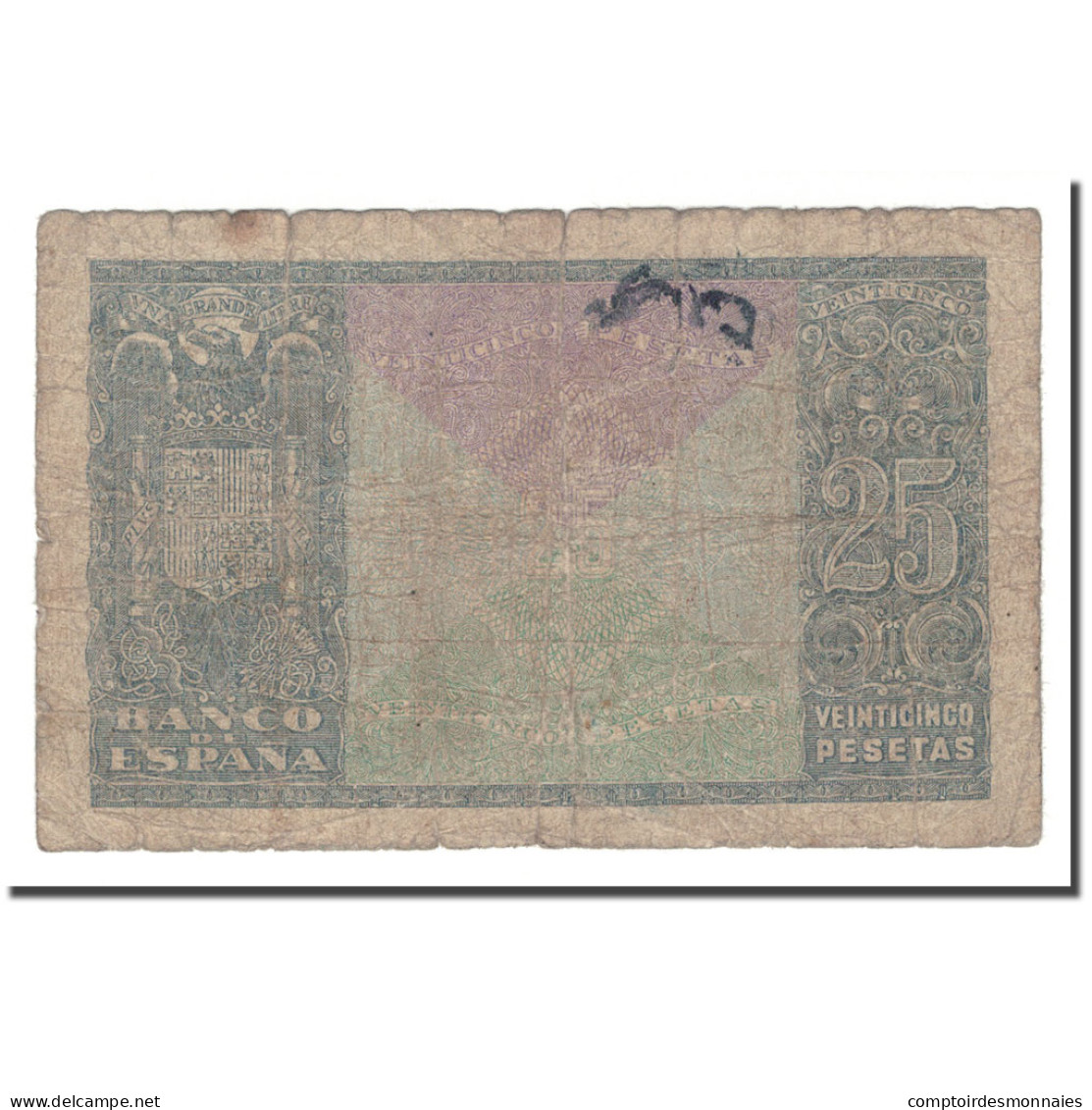 Billet, Espagne, 25 Pesetas, 1943, 1940-01-09, KM:116a, B - 25 Peseten