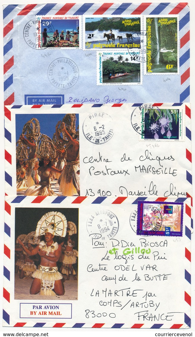 POLYNESIE Fcse - Lot 10 Enveloppes, Affranchissements Divers, Années 1990 - Covers & Documents