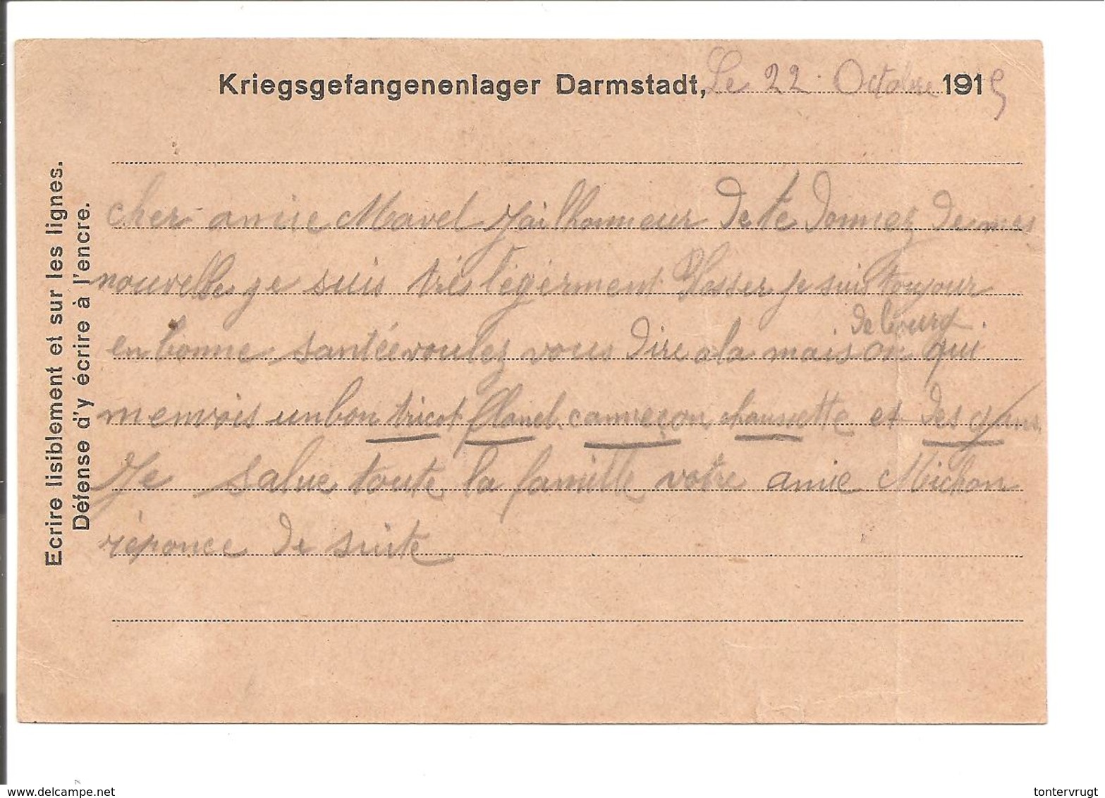 WO1 Kriegsgefangene.POW.Darmstadt Übungsplatz>France - 1. Weltkrieg