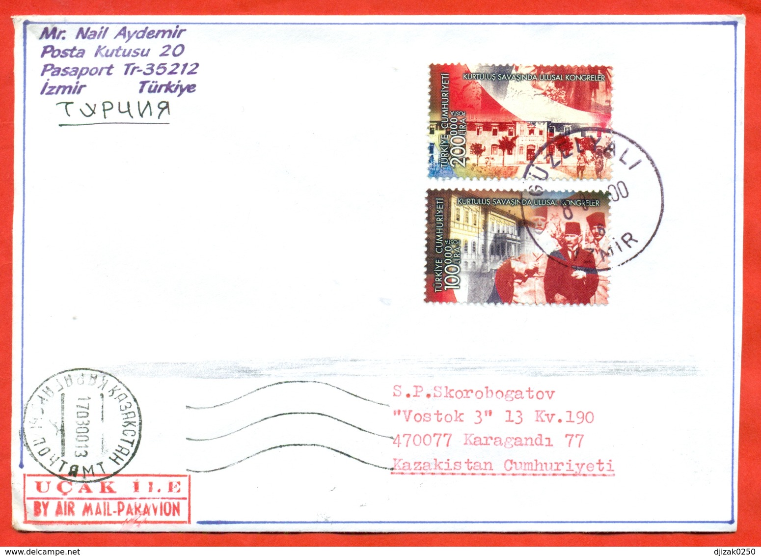 Turkey 1999.Policy. The Envelope Passed The Mail.Airmail.Stamps From Block. - Lettres & Documents